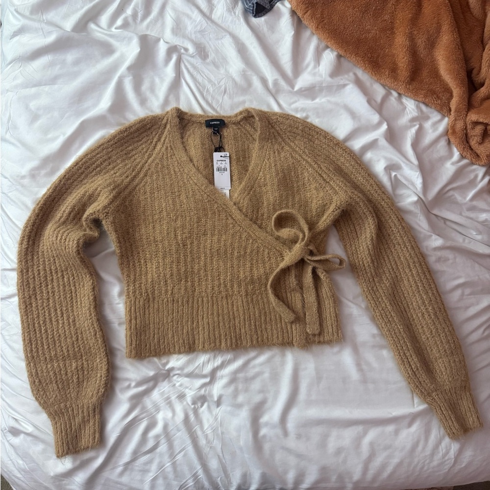 Women's Tan Wrap Sweater